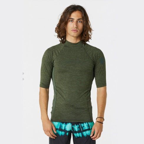 Rip Curl Dawn Patrol Upf Perf Short Sleeve Rash Vest Tee Olive Marle 14Bmrv - S/S Vests
