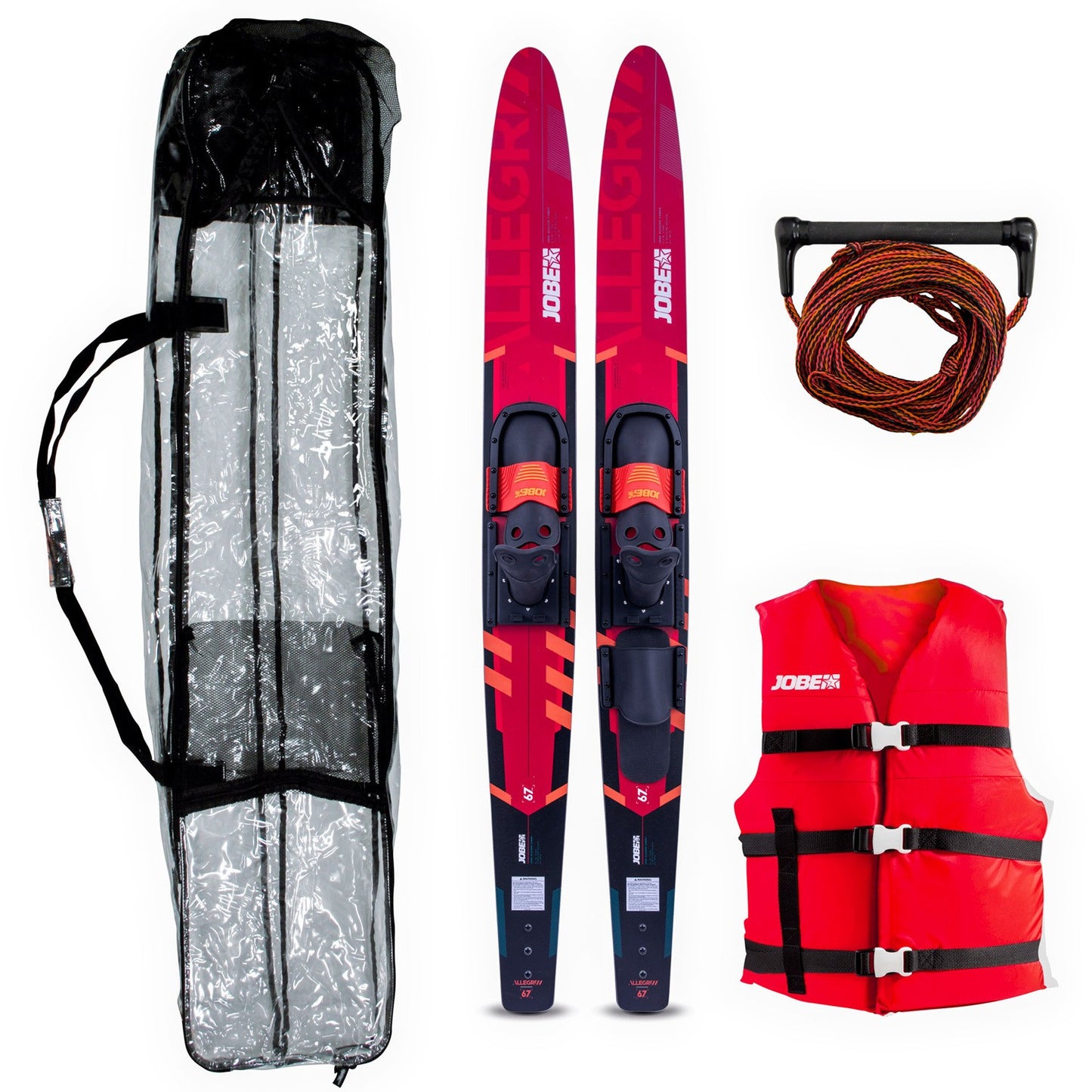 Jobe Allegre 67" Combo Waterskis Package Red - Combo Packages