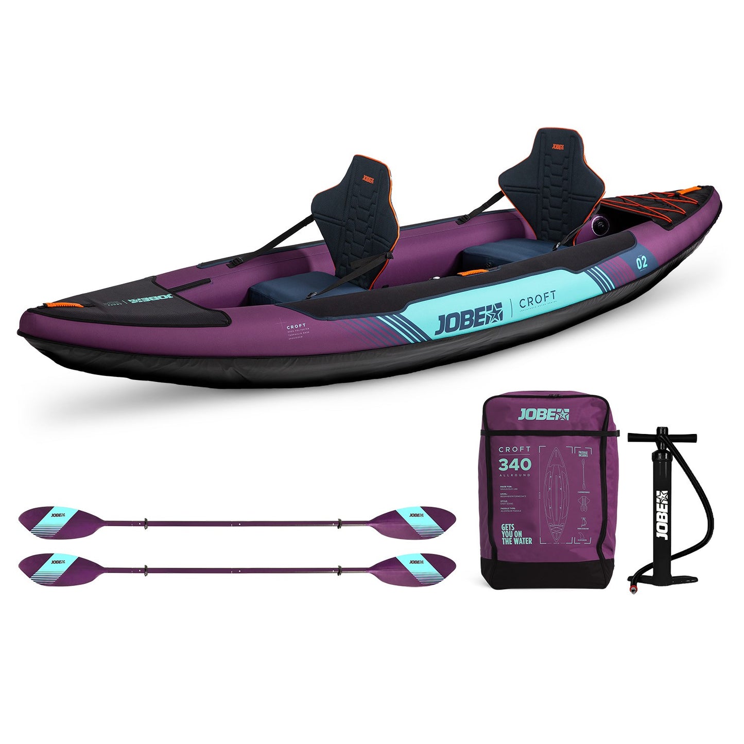 Jobe Croft Inflatable Kayak Package Sunset Purple - Kayaks