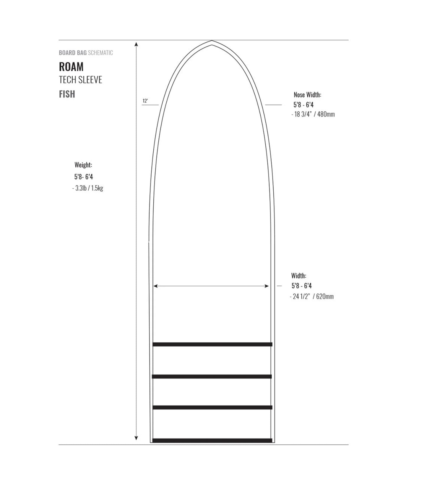 Roam Tech Sleeve Hybrid/Fish Board Bag - Hybrid Bags