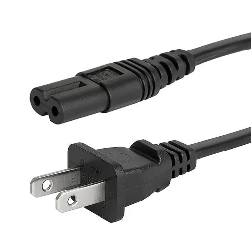 Power cable IEC C7 Schurter plug to US type A socket, 2.5A - 250V - 1m - Chargers