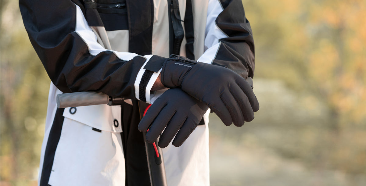 Xiaomi Electric Scooter Riding Gloves on scooter