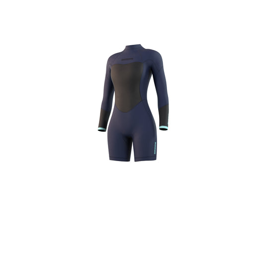 Mystic Brand Longarm Shorty 3/2mm Bzip Flatlock Women Night Blue - Long Arm / Back-zip