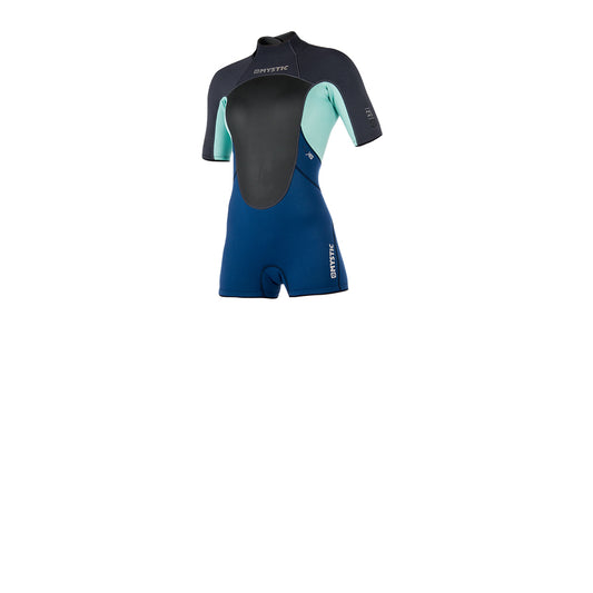 Mystic Brand Shorty 3/2mm Bzip Flatlock Women Navy - Short Arm / Back-zip
