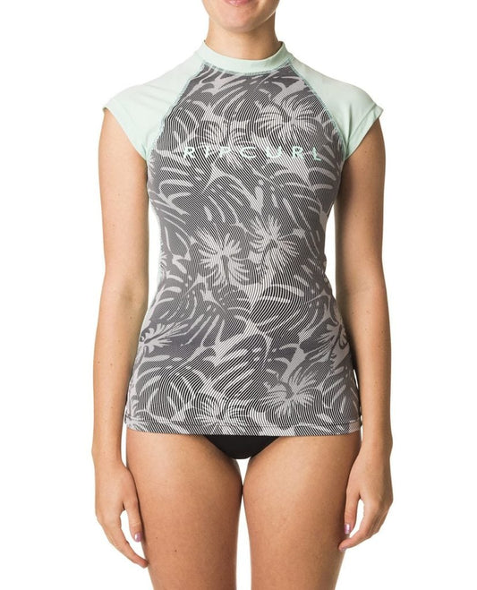 Rip Curl Tropic Glitch Cap-Sl Rashtee Wly7Gw Uv Blue - 10 Medium - S/S Vests