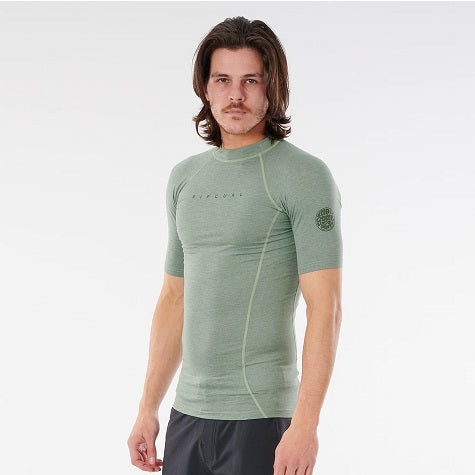 Rip Curl Dawn Patrol Perf Short Sleeve Uv Tee Green Marle 12Smrv - S/S Vests