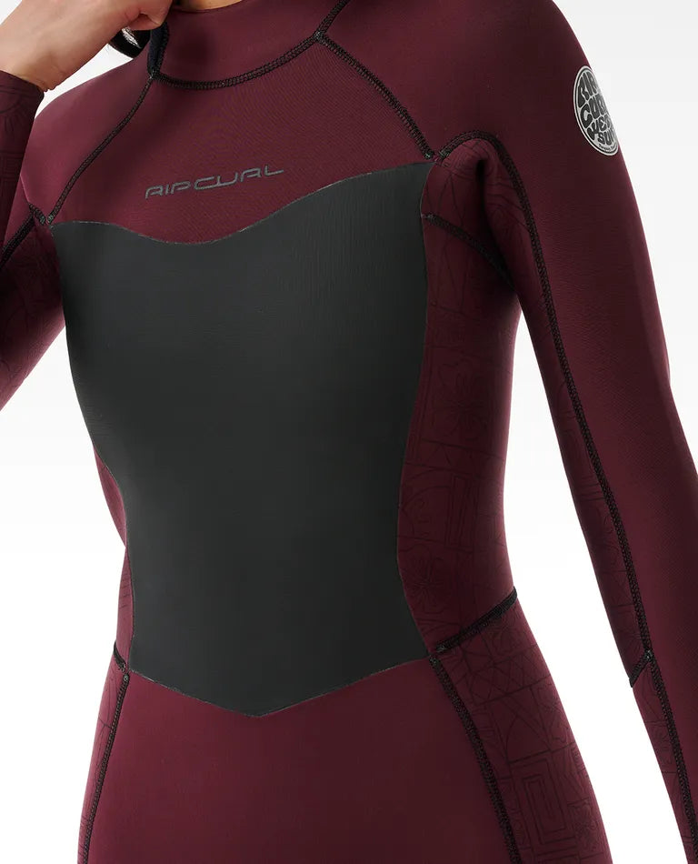 Rip Curl Women Dawn Patrol 4/3 Back Zip Wetsuit Plum 14Zwfs (E5) - Fullsuit / Back-zip