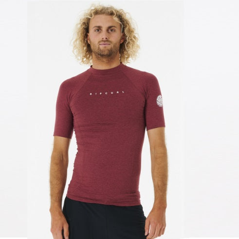 Rip Curl Dawn Patrol Perf Short Sleeve Uv Tee Maroon Marle 12Smrv - S/S Vests