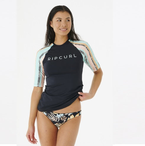 Rip Curl ple Effect Short Sleeve Uv Top Black 14Iwrv - S/S Vests