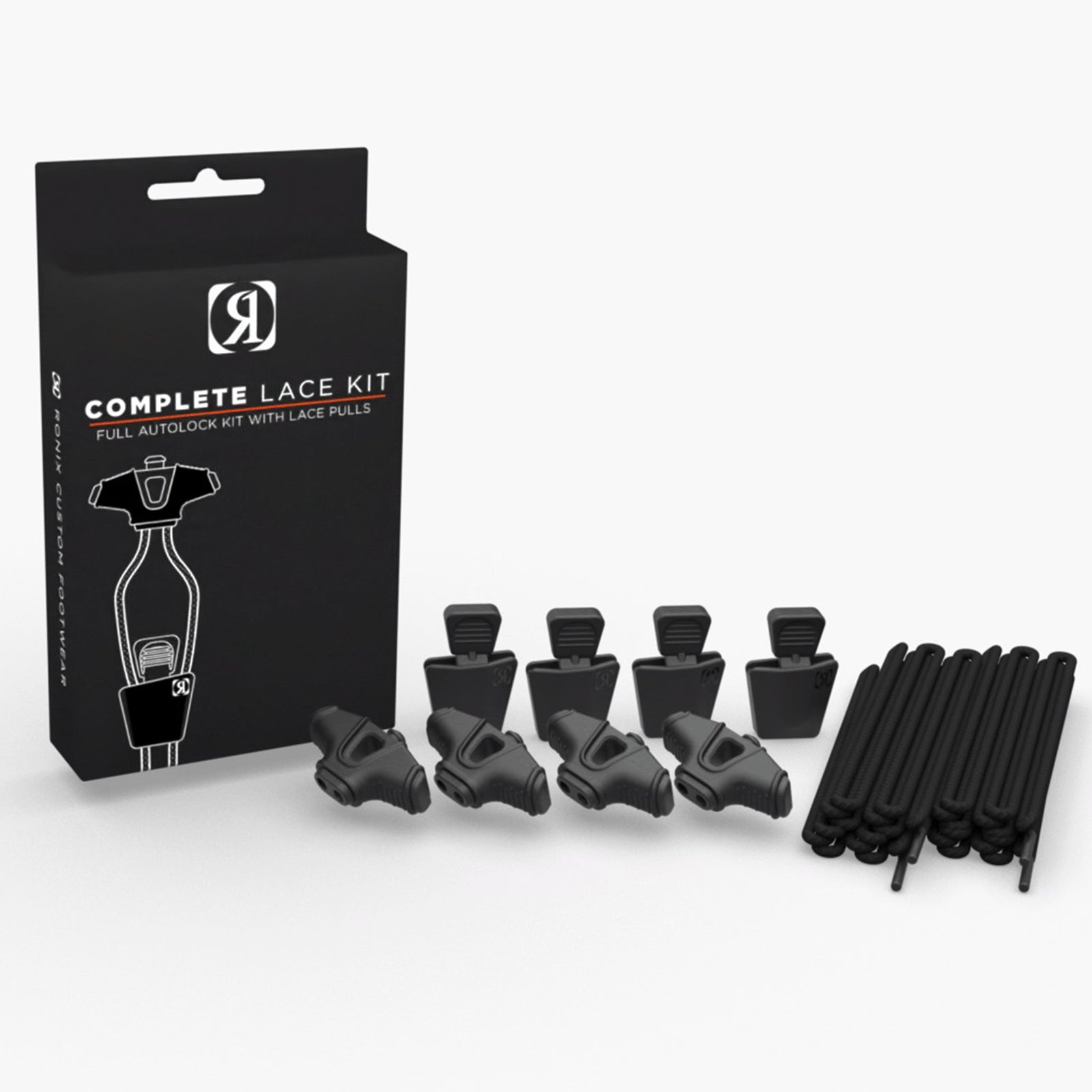 Ronix Complete Autolock Kit - (set of 4 Laces, 4 AutoLocks, 4 Pull Handles) - Locks