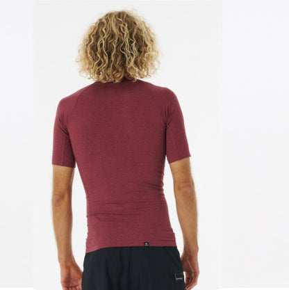 Rip Curl Dawn Patrol Perf Short Sleeve Uv Tee Maroon Marle 12Smrv - S/S Vests