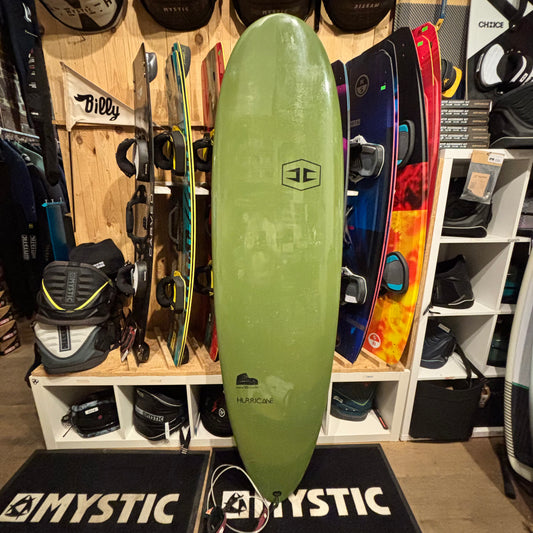 Hurricane green fun board 7'2 complete with fins + wax + Creature travel bag USED - Fun Boards (GRADE B)