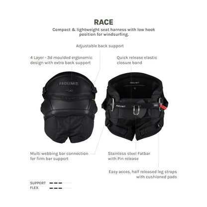 Prolimit Windsurf Seat Racing Harness Torch - Windsurf Seat