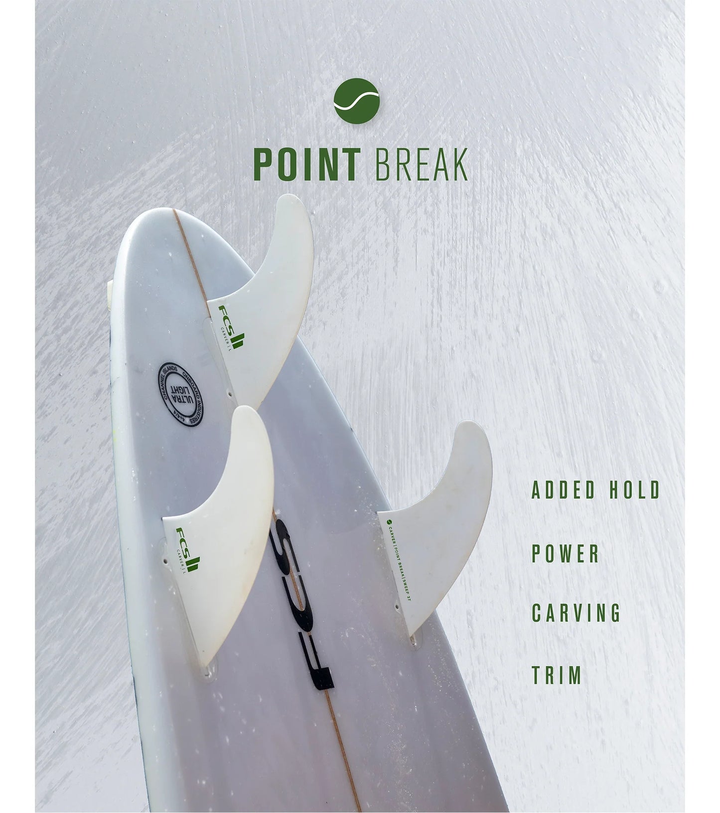 FCS II Carver Performance Core Thruster Fins - White Edition - FCS II/Thruster