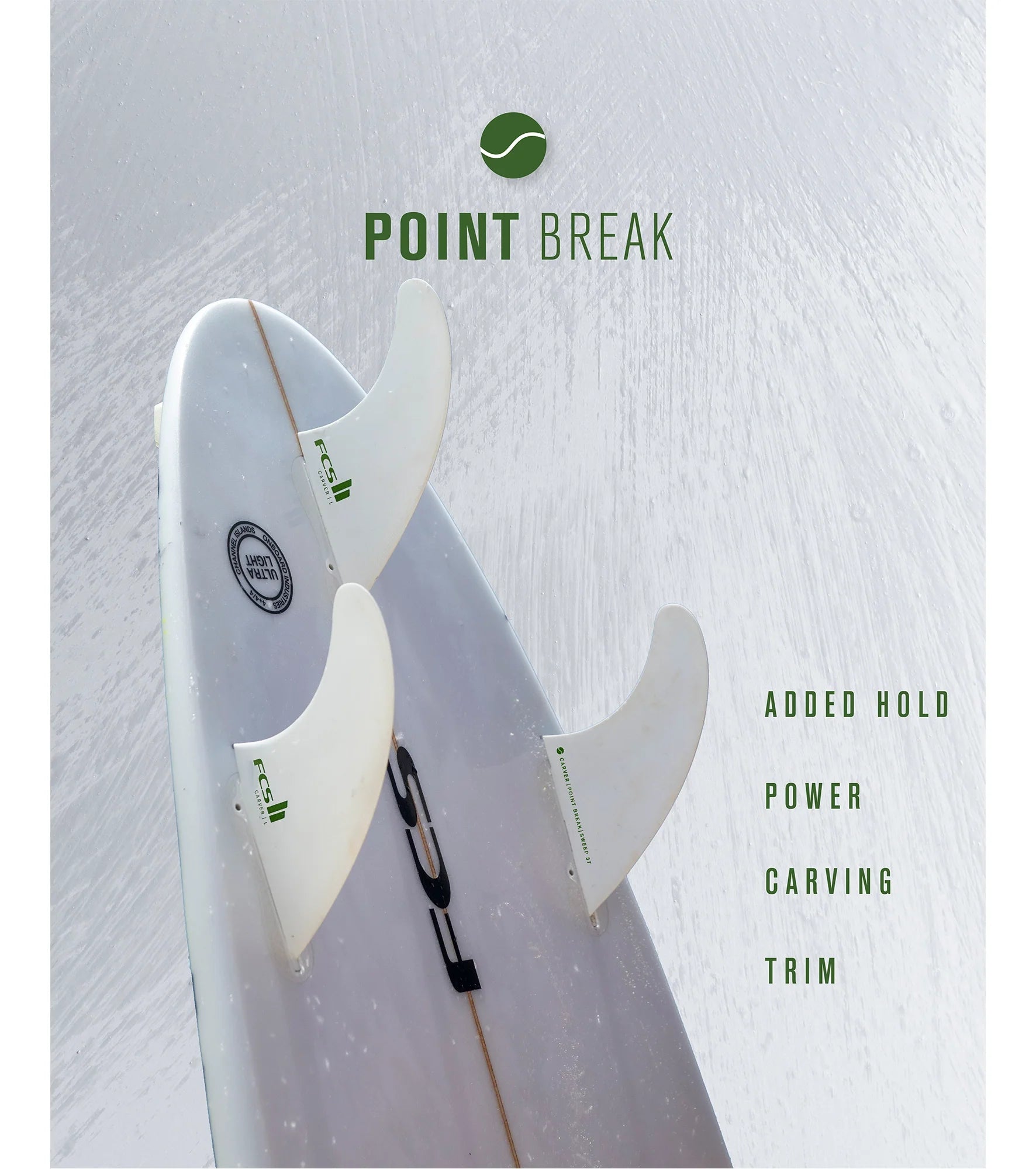FCS II Carver Performance Core Thruster Fins - White Edition - FCS II/Thruster