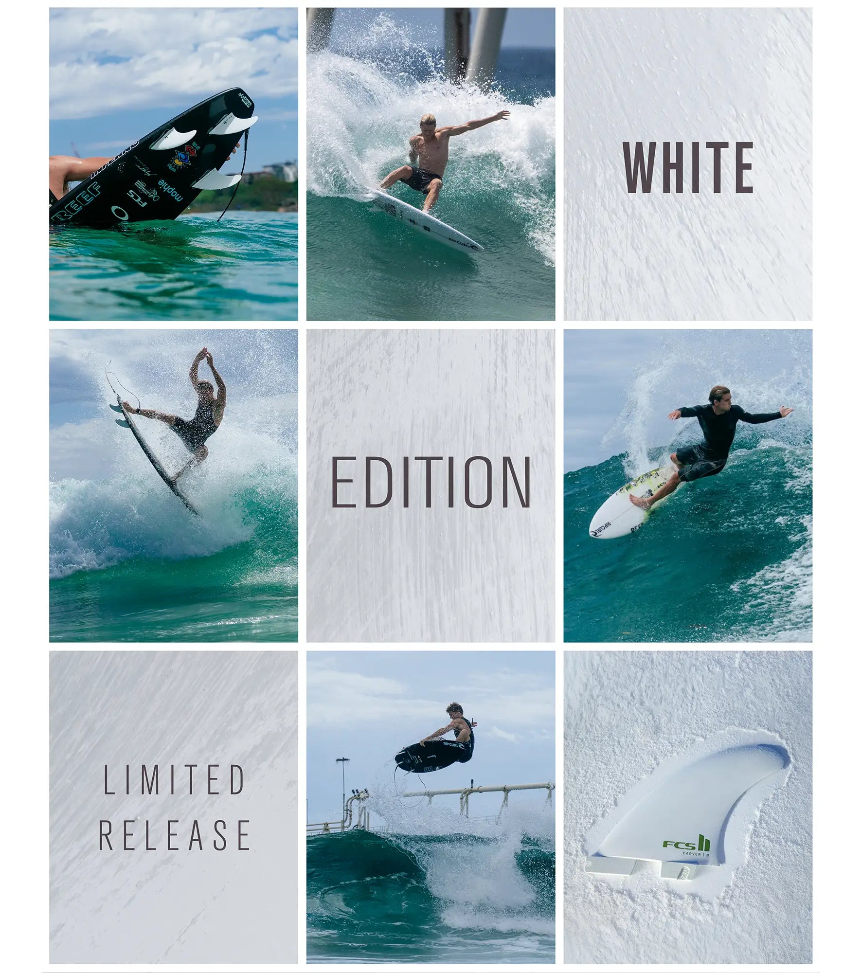 FCS II Carver Performance Core Thruster Fins - White Edition - FCS II/Thruster