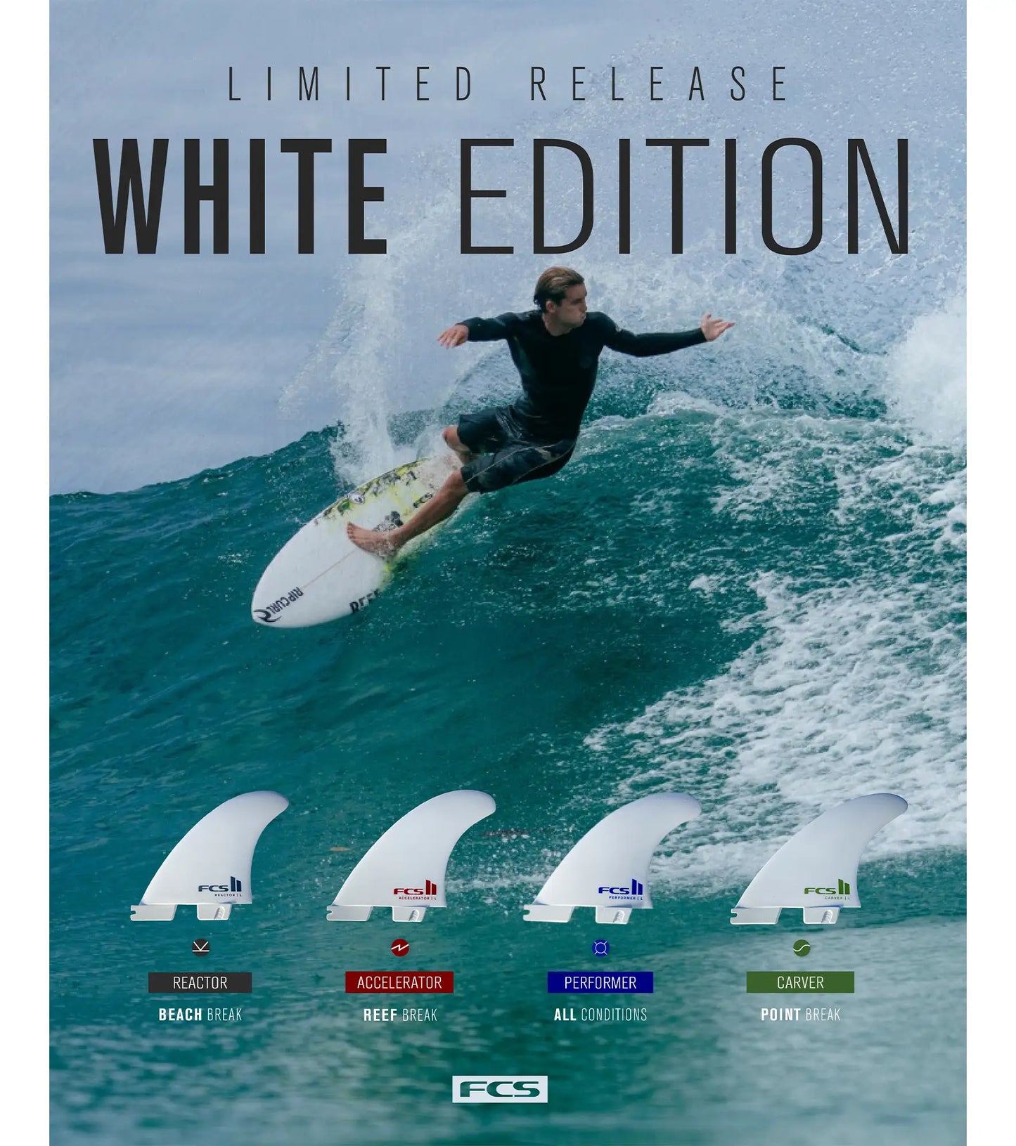 FCS II Reactor Performance Core Thruster Fins - White Edition - FCS II/Thruster