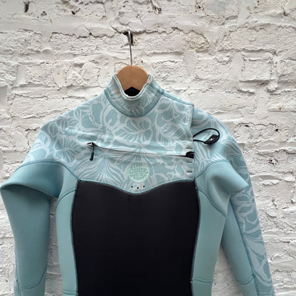 Rip Curl Women Dawn Patrol 3/2 Chest Zip Sublimed Wetsuit Mid Blue 14Wwfs USED - Fullsuit / Front-zip