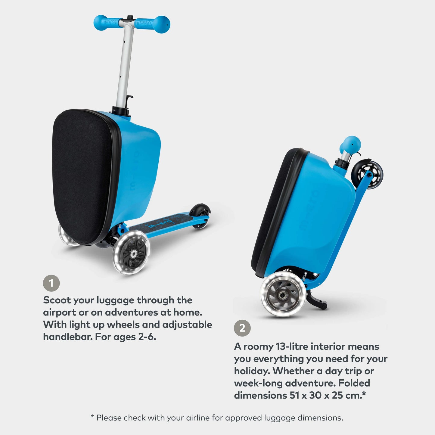 Micro Scooter Luggage Junior LED - Scootcases