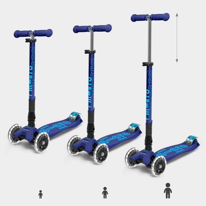 Micro MAXI Deluxe Foldable LED - 3 Wheel Steps