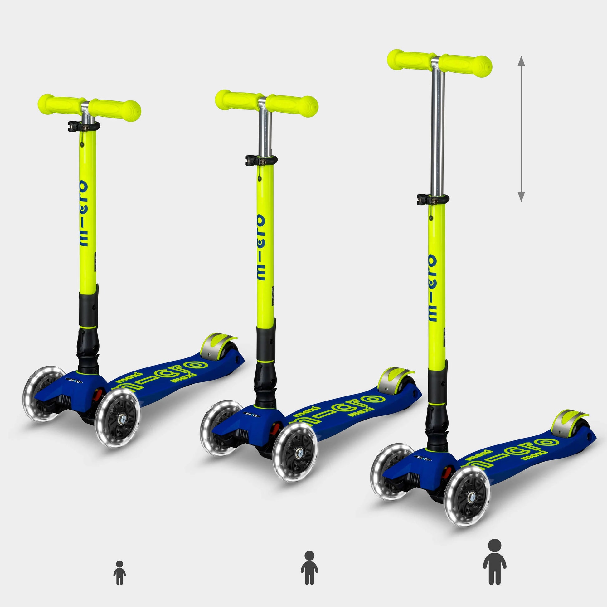 Micro MAXI Deluxe Foldable LED Neon - 3 Wheel Steps