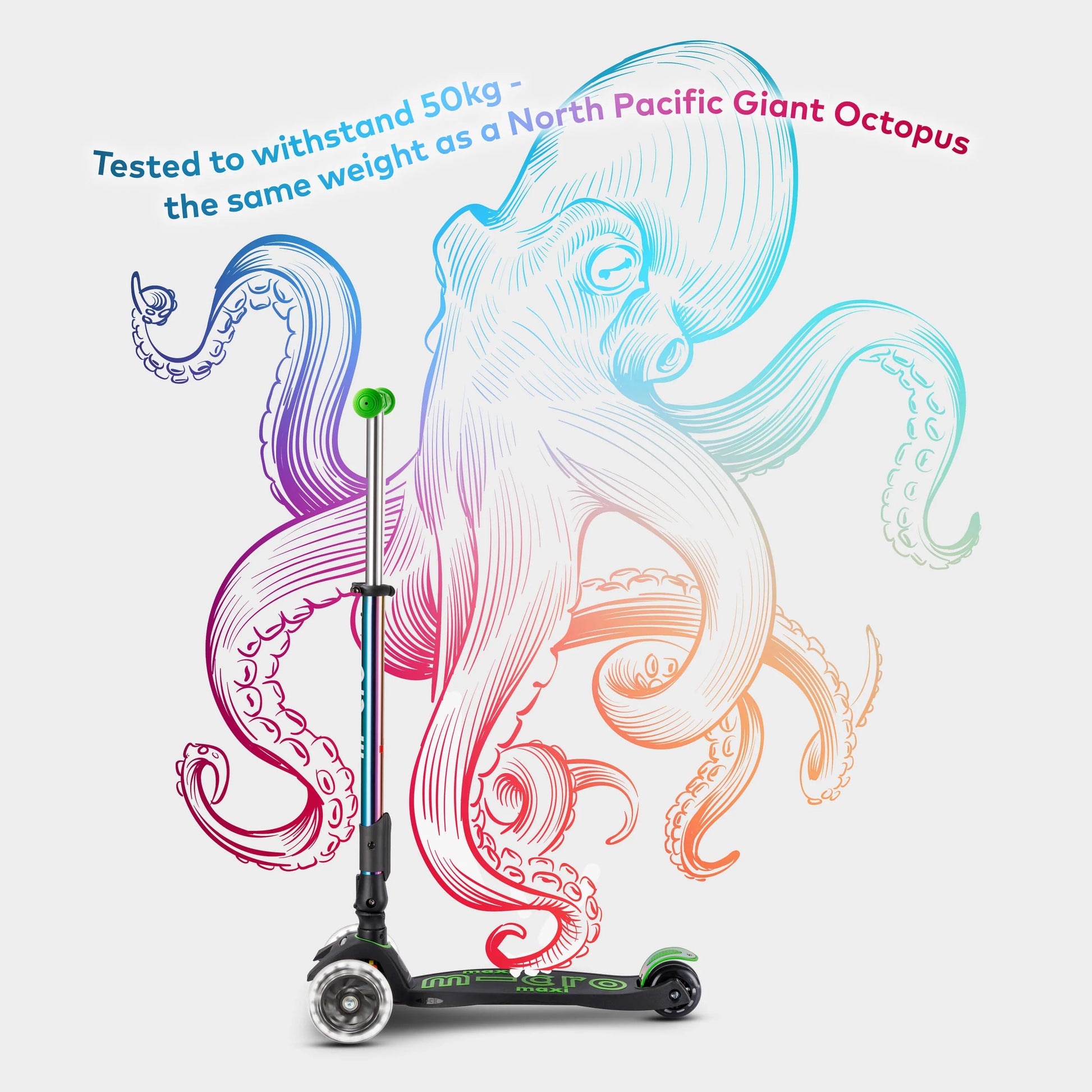 Micro MAXI Deluxe Foldable LED Neochrome - 3 Wheel Steps
