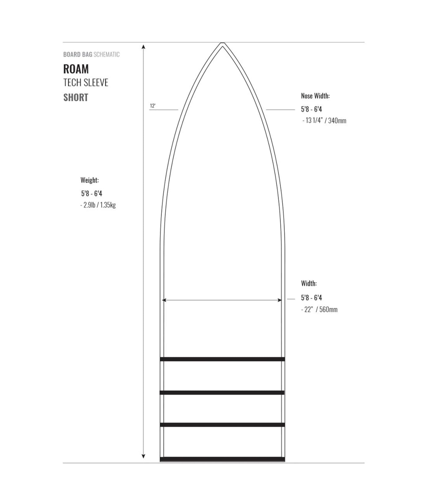 Roam Tech Sleeve Shortboard Board Bag - Shortboard Bags