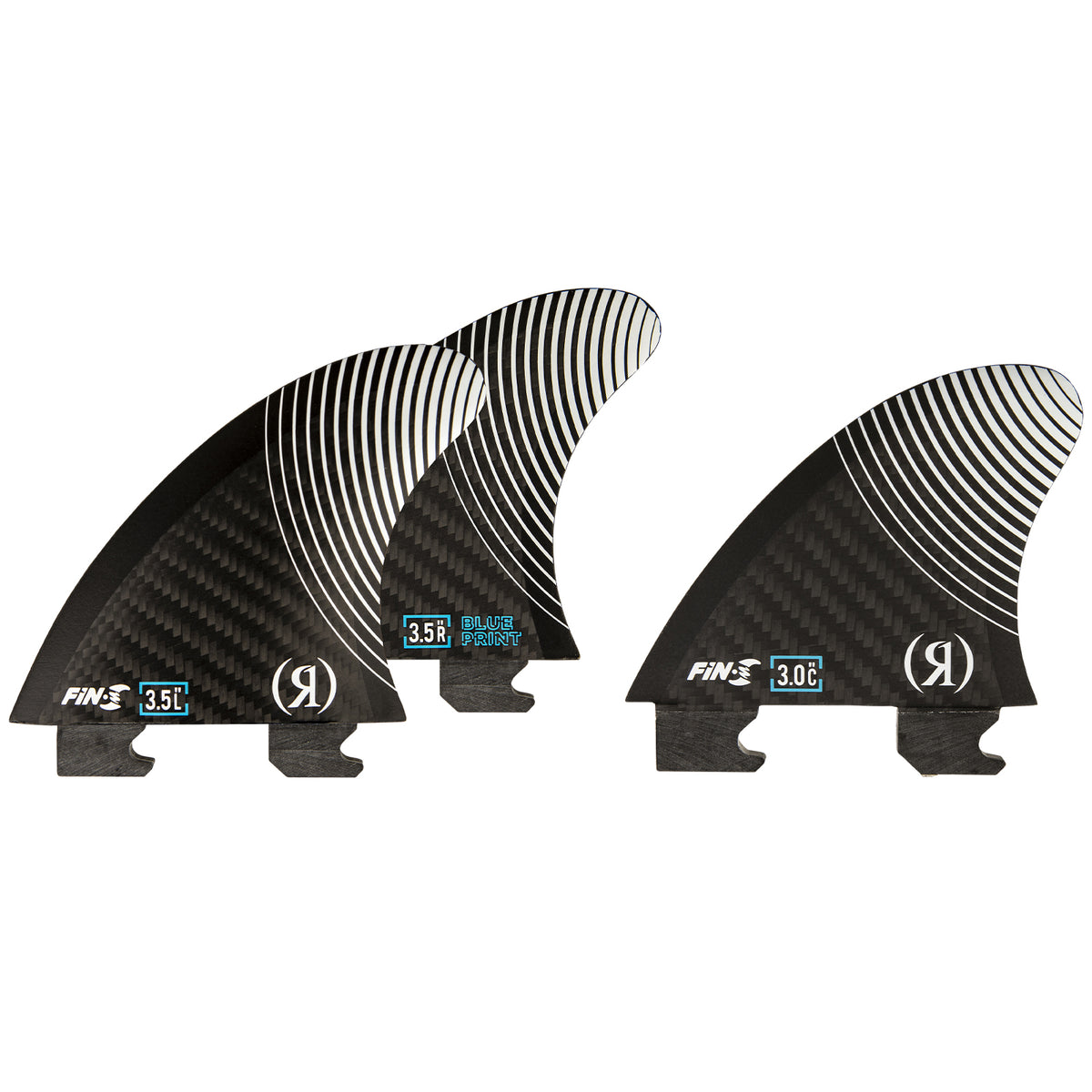 Ronix Floating Fin-S 2.0 - Blueprint - 3 pack ( 2 - 3.5 in. Outer & 1 - 3 in. Center) - Fins