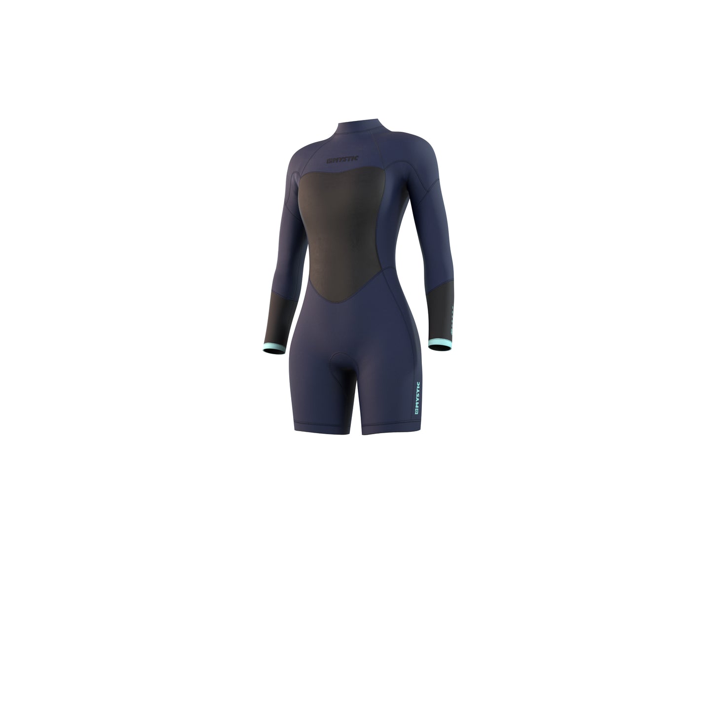 Mystic Brand Longarm Shorty 3/2mm Bzip Flatlock Women Night Blue - Long Arm / Back-zip
