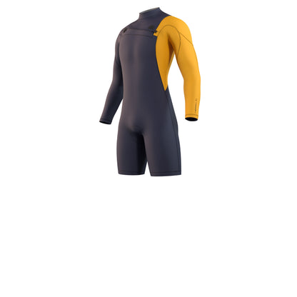 Mystic Marshall Longarm Shorty 3/2mm Fzip Blue / Mustard - Long Arm / Front-zip