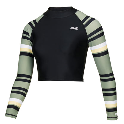 Mystic Jayde LS Crop Rash Vest Olive Green - L/S Vests