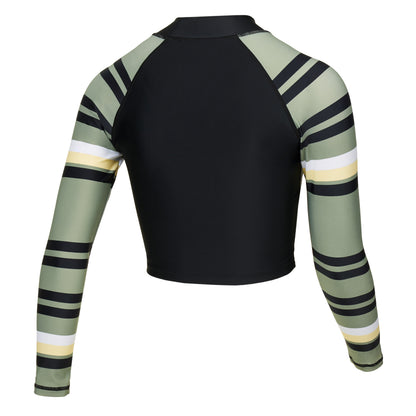 Mystic Jayde LS Crop Rash Vest Olive Green - L/S Vests