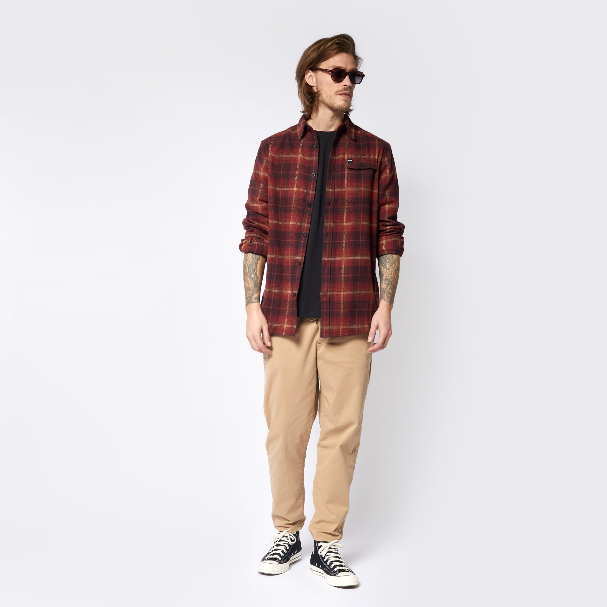 Mystic The Check Shirt Red - L/S Shirts