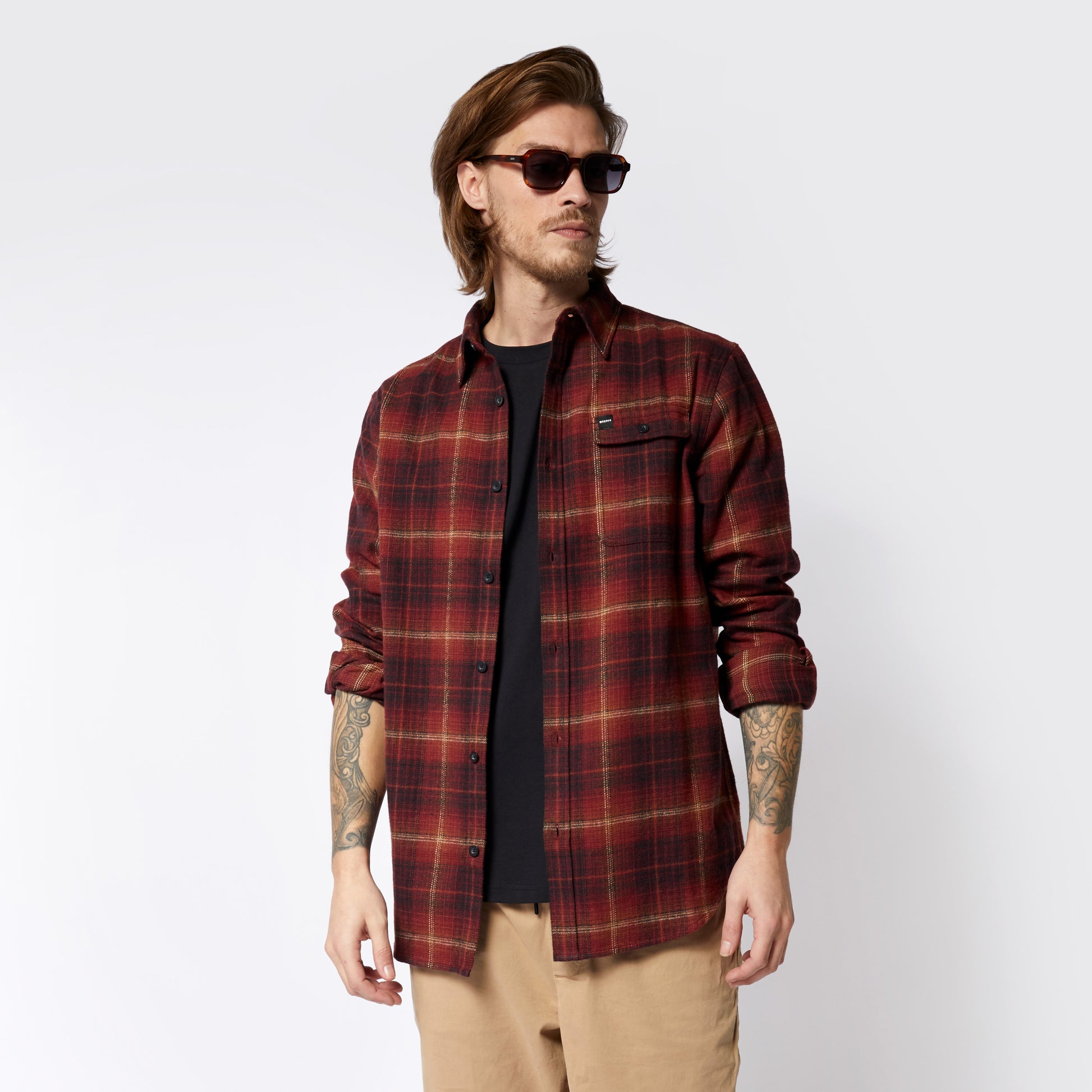 Mystic The Check Shirt Red - L/S Shirts