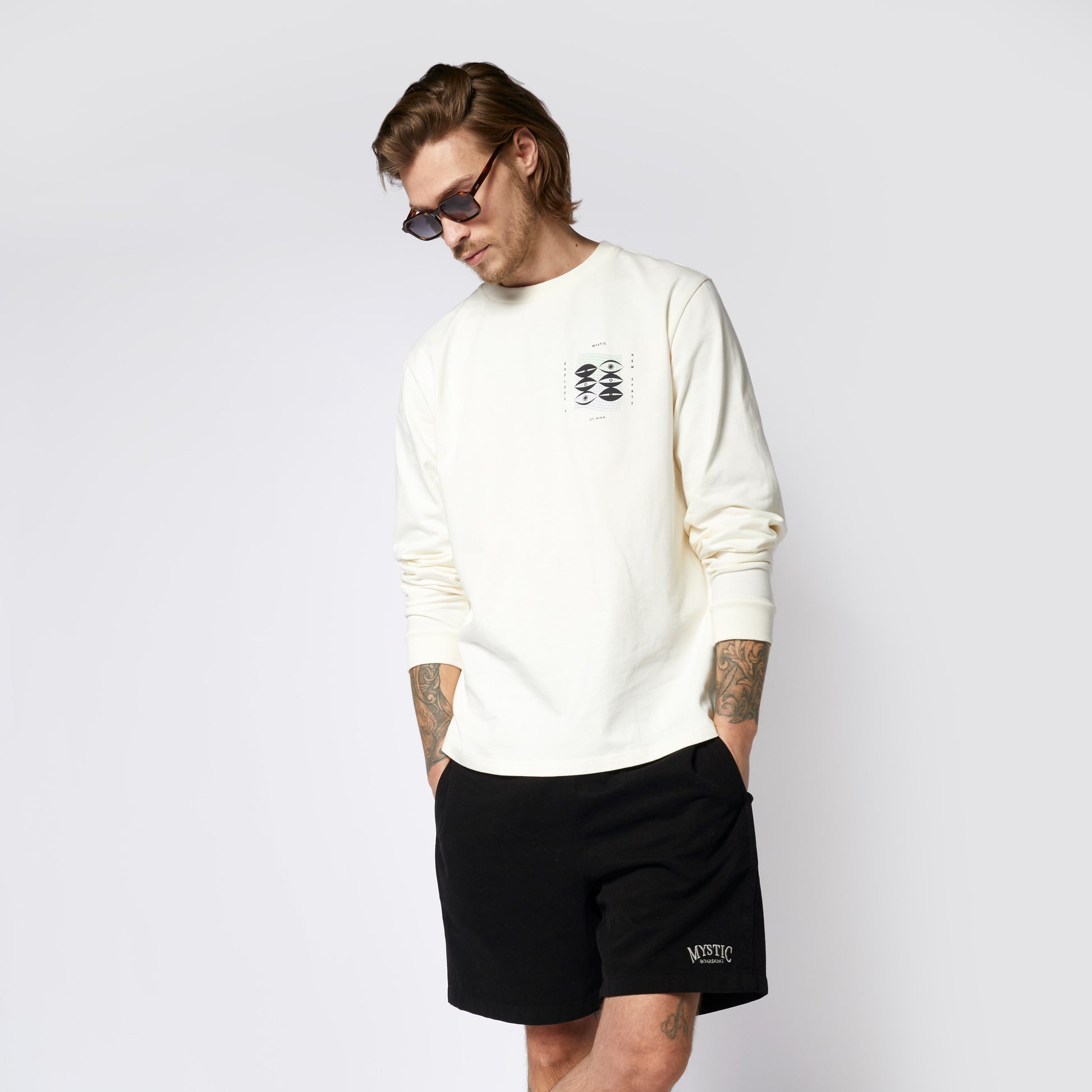 Mystic Tresspass L/S Tee Off White | 23 - Tees