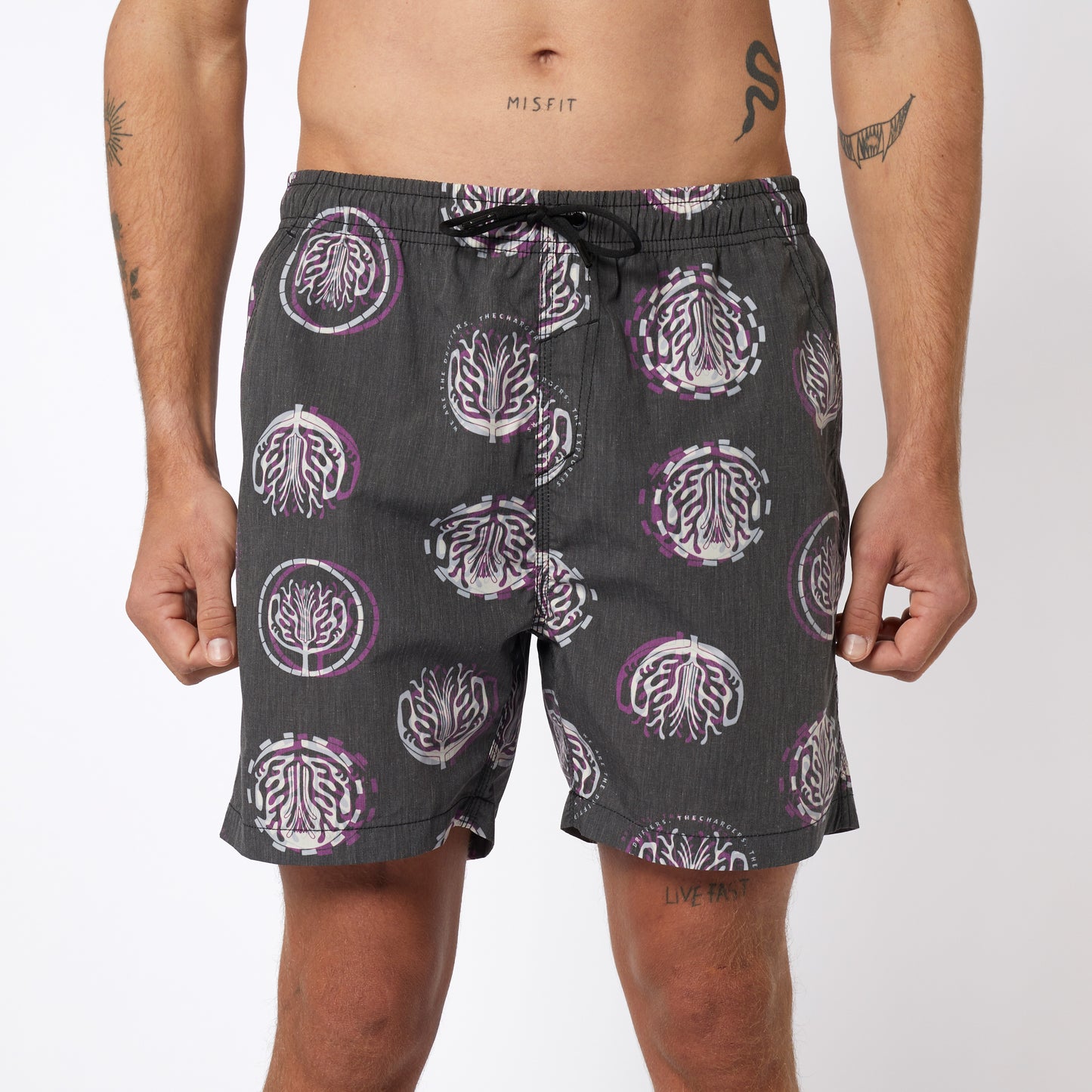 Mystic Artwork Swim Boardshort Deep Purple - Boardshorts