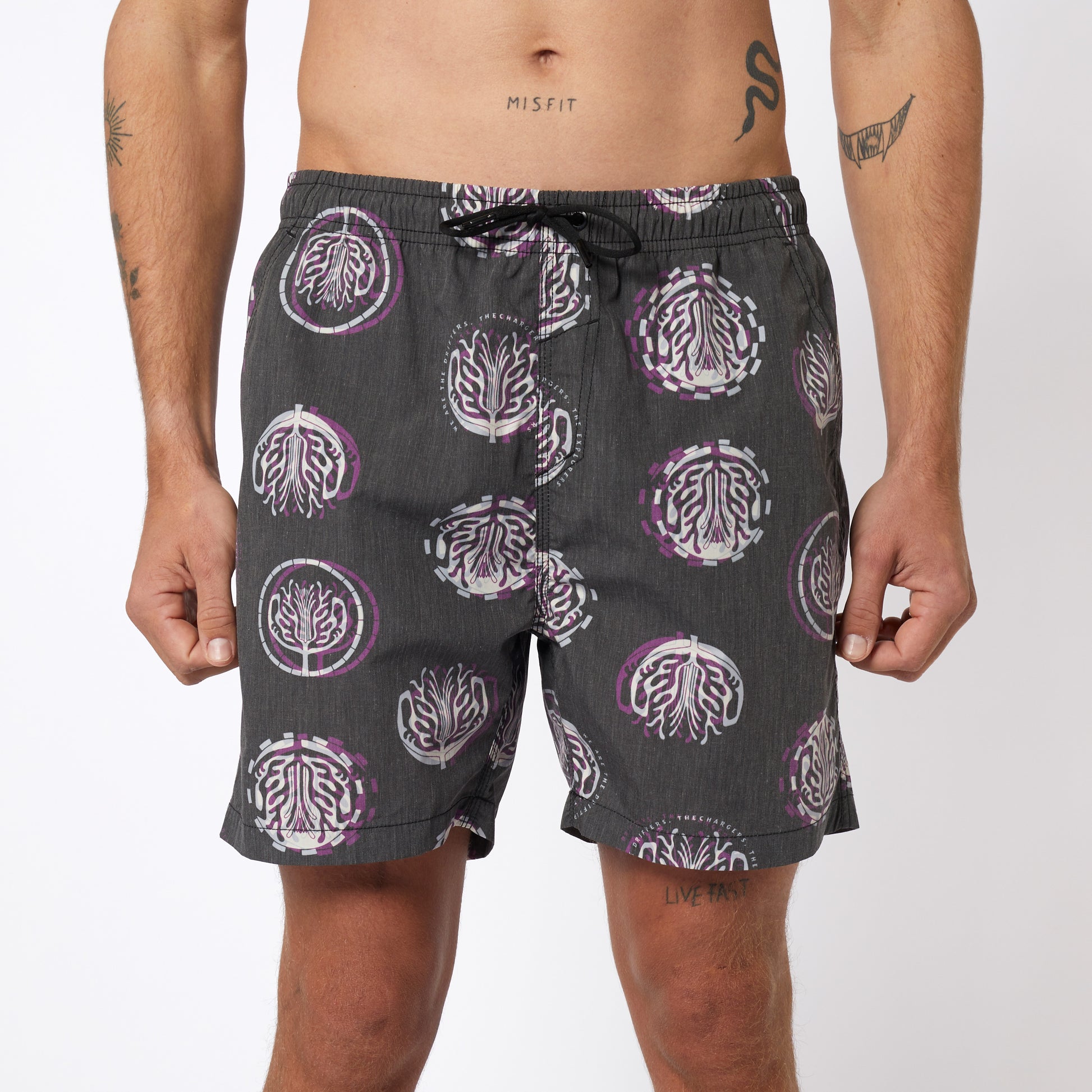 Mystic Artwork Swim Boardshort Deep Purple - Boardshorts