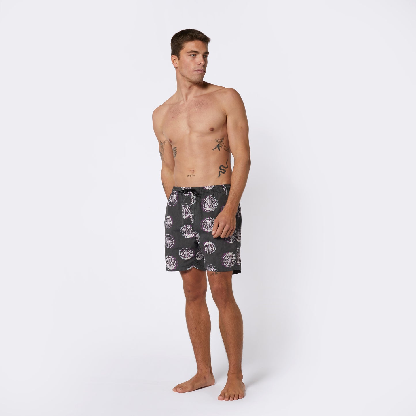 Mystic Artwork Swim Boardshort Deep Purple - Boardshorts