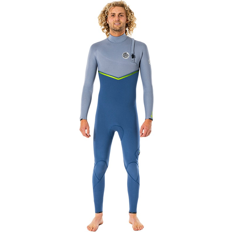 Rip Curl Ebomb 4/3 Z/Free Wetsuit Wsmyqs - Blue Grey (E6) - Fullsuit / Zip-free
