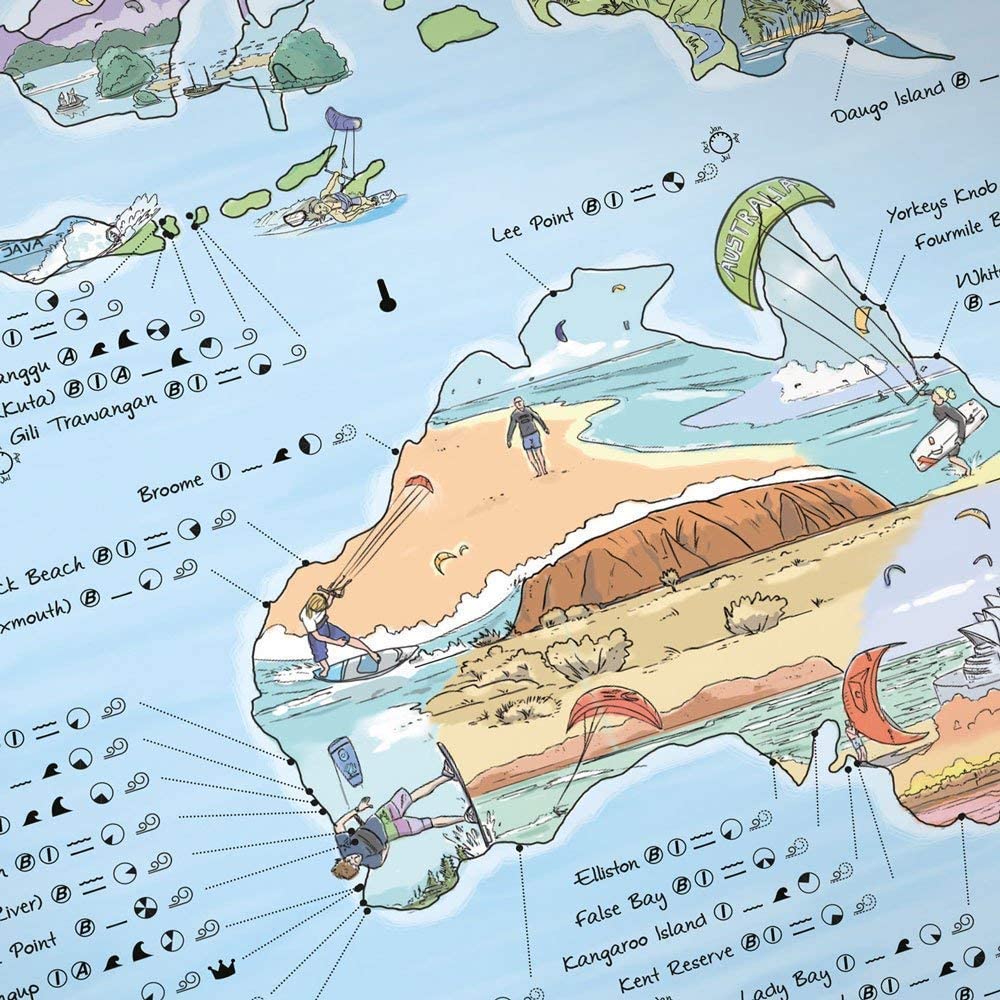 Awesome Maps Kitesurf map Re-Writable edition - Maps & posters