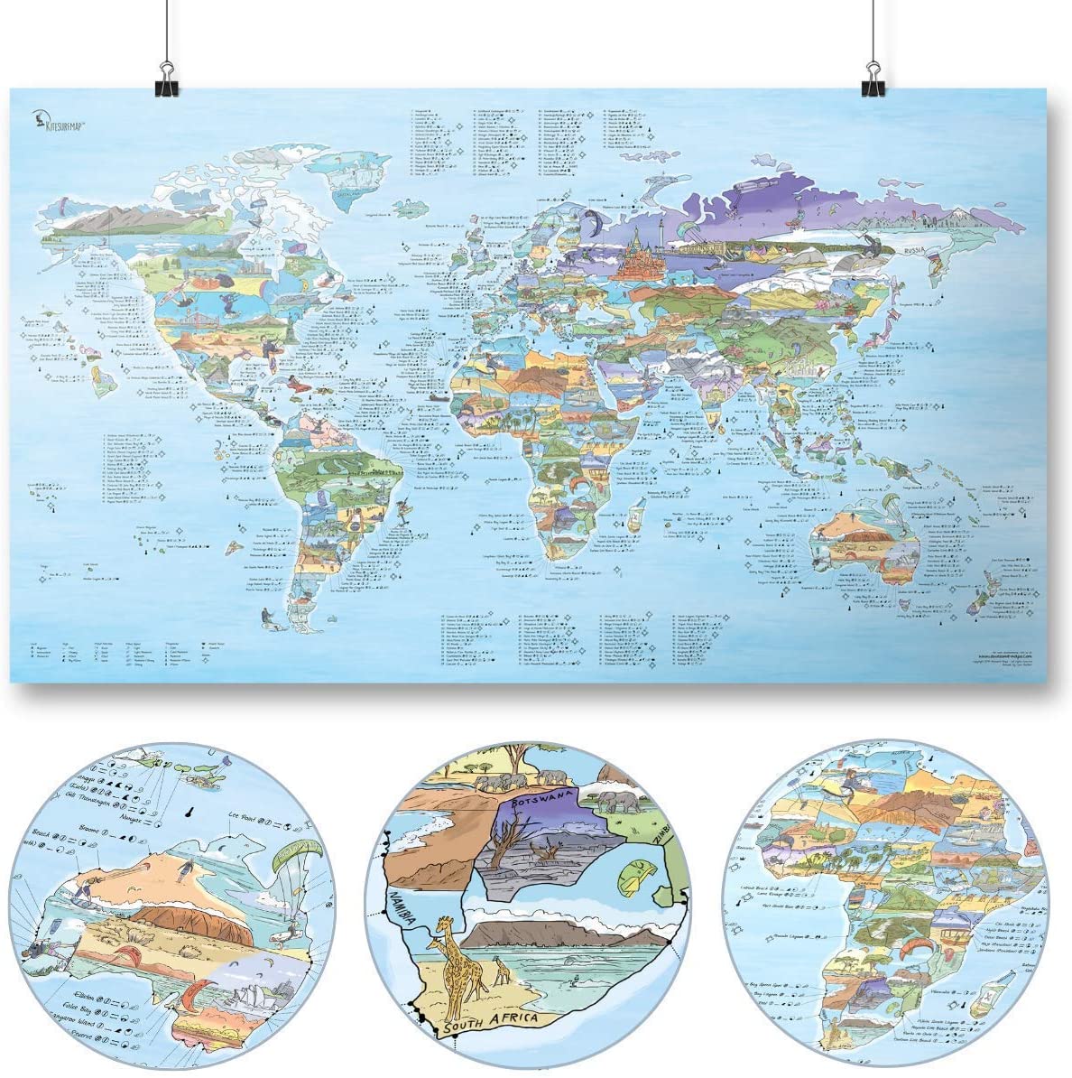 Awesome Maps Kitesurf map Re-Writable edition - Maps & posters
