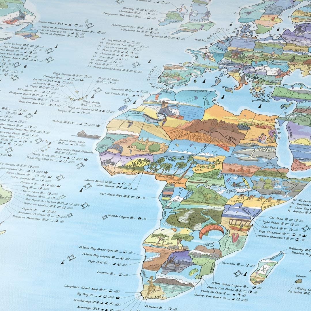 Awesome Maps Kitesurf map Re-Writable edition - Maps & posters