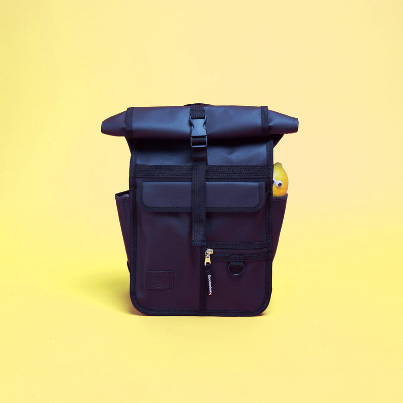 Goodordering Monochrome Mini Rolltop Backpack Black - Bags